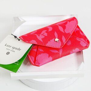 NWT Kate Spade Target Pink Red Floral Envelope Snap Coin or Card Purse